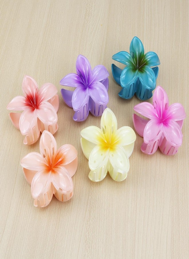 Aacehlh 6 Pcs Flower Hair Claw Clips, 3.1 inch Hawaiian Plumeria Hair Clips, Summer Beach Essentials Hair Accessories for Women (Plumeria) - Image 4